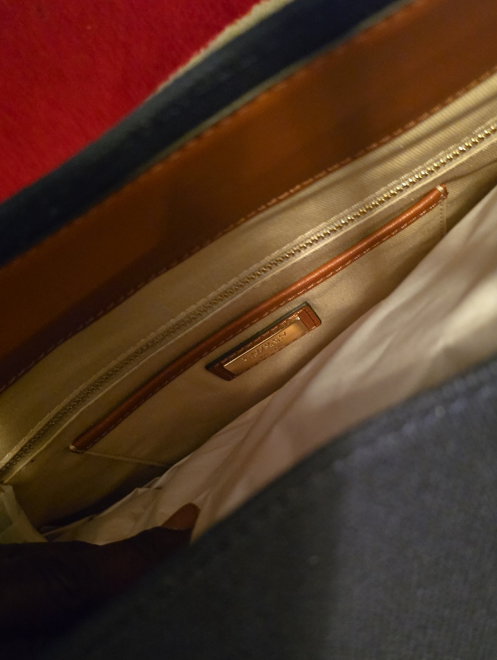 Ralph Lauren Navy Canvas and Brown Leather Tote - Picture 9 of 9